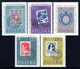 Poland 1960 Stamp Centenary perf set of 5, unmounted mint but sl off-set, SG 1145-49, stamps on , stamps on  stamps on stamp on stamp, stamps on  stamps on stamp centenary, stamps on  stamps on , stamps on  stamps on stamponstamp