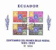 Ecuador 1965 Stamp Centenary imperf m/sheet fine used, SG MS 1319, stamps on stamp on stamp, stamps on stamp centenary, stamps on , stamps on stamponstamp