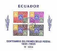 Ecuador 1965 Stamp Centenary imperf m/sheet fine used, SG MS 1319, stamps on , stamps on  stamps on stamp on stamp, stamps on  stamps on stamp centenary, stamps on  stamps on , stamps on  stamps on stamponstamp