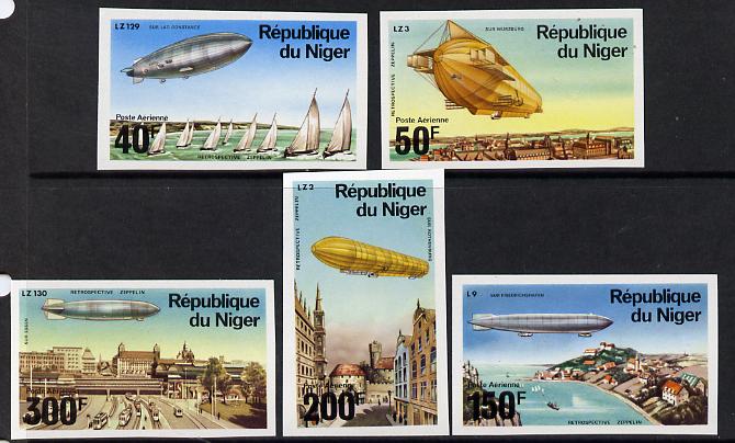 Niger Republic 1976 Zeppelin imperf set of 5 vals unmounted mint, as SG 624-28*, stamps on , stamps on  stamps on aviation, stamps on  stamps on airships, stamps on  stamps on zeppelins