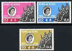 Hong Kong 1962 Stamp Centenary perf set of 3 unmounted mint, SG 193-95, stamps on , stamps on  stamps on stamp centenary, stamps on  stamps on statues