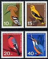 Germany - West 1963 Child Welfare (Birds) perf set of 4 unmounted mint, SG 1315-18*, stamps on , stamps on  stamps on children, stamps on  stamps on birds, stamps on  stamps on hoopoe, stamps on  stamps on oriole, stamps on  stamps on bullfinch, stamps on  stamps on kingfisher