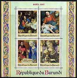 Burundi 1967 Christmas (Paintings) perf m/sheet containing 4 values unmounted mint, SG MS 337, Mi BL 24A, stamps on , stamps on  stamps on arts, stamps on  stamps on christmas