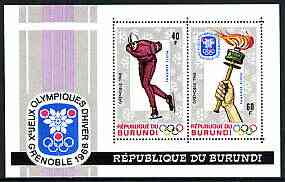 Burundi 1968 Grenoble Winter Olympic Games perf m/sheet unmounted mint, SG MS 346, Mi BL 26A, stamps on olympics, stamps on skating