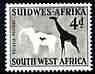 South West Africa 1960 Elephant & Giraffe Rock Painting 4d from def set unmounted mint, SG 169, stamps on animals, stamps on dinosaurs, stamps on elephants, stamps on giraffes, stamps on 