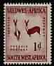 South West Africa 1960 Two Bucks Rock Painting 1d from def set unmounted mint, SG 166, stamps on animals, stamps on dinosaurs, stamps on 