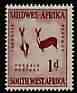 South West Africa 1960 Two Bucks Rock Painting 1d from def set unmounted mint, SG 166, stamps on , stamps on  stamps on animals, stamps on  stamps on dinosaurs, stamps on  stamps on 