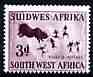 South West Africa 1960 Rhinosceros Hunt Rock Painting 3d from def set unmounted mint, SG 168, stamps on animals, stamps on dinosaurs, stamps on rhino, stamps on hunting