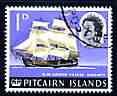 Pitcairn Islands 1964-65 HMS Bounty 1d from def set fine used, SG 37, stamps on ships, stamps on bounty