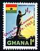 Ghana 1965 New Currency 1p on 1d Nkrumah Statue unmounted mint, SG 381*, stamps on statues, stamps on flags