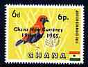 Ghana 1965 New Currency 6p on 6d Bishop Bird unmounted mint, SG 385*, stamps on birds