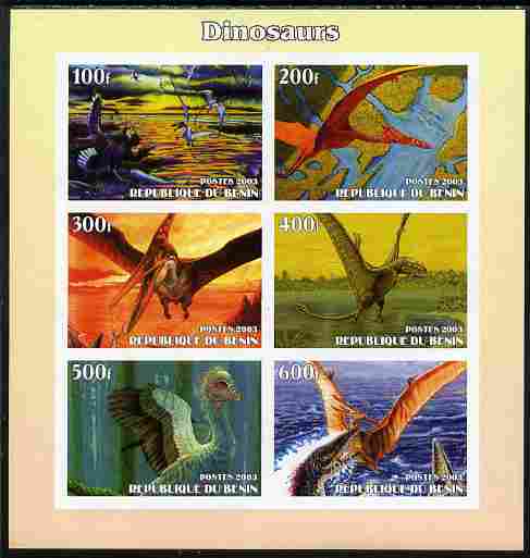 Benin 2003 Dinosaurs #11 imperf sheetlet containing 6 values unmounted mint. Note this item is privately produced and is offered purely on its thematic appeal, stamps on , stamps on  stamps on dinosaurs