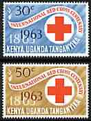 Kenya, Uganda & Tanganyika 1963 Centenary of Red Cross perf set of 2 unmounted mint, SG 205-6, stamps on , stamps on  stamps on red cross