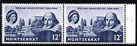 Montserrat 1964 400th Birth Anniversary of Shakespeare 12c unmounted mint SG 156*, stamps on , stamps on  stamps on personalities, stamps on  stamps on shakespeare, stamps on  stamps on literature