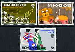 Hong Kong 1979 Industries perf set of 3 unmounted mint, SG 377-79, stamps on , stamps on  stamps on industry, stamps on  stamps on electronics, stamps on  stamps on computers, stamps on  stamps on toys, stamps on  stamps on clothes