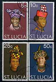 St Lucia 1972 Local Headdresses perf set of 4 cto used, SG 345-48, stamps on headdresses, stamps on hats