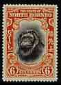 North Borneo 1931 50th Anniversary 6c Orang-Utan unmounted mint, SG 296, stamps on animals, stamps on apes, stamps on , stamps on  kg5 , stamps on orang-utan