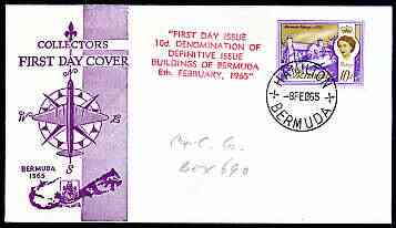 Bermuda 1965 Cottage 10d (from Buildings def set) on illustrated cover with first day cancel