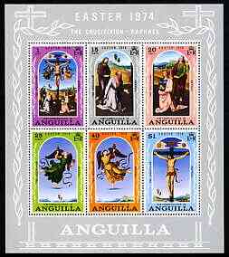 Anguilla 1974 Easter perf m/sheet containing set of 6 unmounted mint, SG MS180, stamps on , stamps on  stamps on easter, stamps on  stamps on arts, stamps on  stamps on raphael