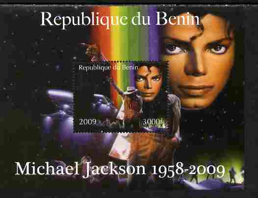 Benin 2009 Michael Jackson perf m/sheet unmounted mint. Note this item is privately produced and is offered purely on its thematic appeal , stamps on personalities, stamps on music, stamps on pops, stamps on rock