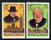 Montserrat 1974 Birth Centenary of Sir Winston Churchill perf set of 2 unmounted mint, SG 340-41, stamps on , stamps on  stamps on personalities, stamps on  stamps on churchill, stamps on  stamps on constitutions, stamps on  stamps on london