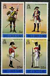 Turks & Caicos Islands 1975 Military Uniforms perf set of 4 unmounted mint, SG 433-36, stamps on , stamps on  stamps on militaria, stamps on  stamps on uniforms