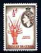 Tristan da Cunha 1954 Crawfish 1/2d from def set unmounted mint, SG 14, stamps on marine life, stamps on fish
