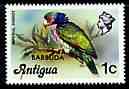 Barbuda 1977 Imperial Amazon 1c (from opt'd def set) unmounted mint, SG 306*, stamps on , stamps on  stamps on birds, stamps on  stamps on parrots