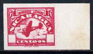 Nicaragua 1930c undenominated imperf essay in cerise printed lithography by Lito la Nueva, Managua on ungummed paper - possibly a later reprint, stamps on aviation