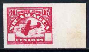 Nicaragua 1930c undenominated imperf essay in cerise printed lithography by Lito la Nueva, Managua on ungummed paper - possibly a later reprint, stamps on , stamps on  stamps on aviation