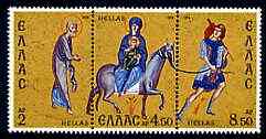 Greece 1974 Christmas se-tenant strip of 3 unmounted mint, SG 1279a, stamps on , stamps on  stamps on christmas, stamps on  stamps on 