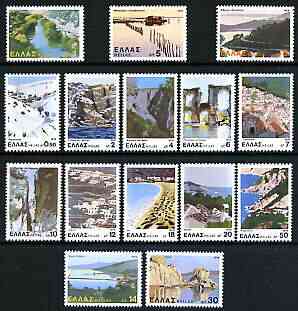 Greece 1979 Landscapes perf set of 15 unmounted mint, SG 1490-1504, stamps on , stamps on  stamps on tourism