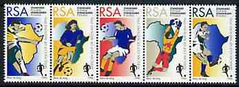 South Africa 1996 African Nations Football Championships perf strip of 5 unmounted mint, SG 898a, stamps on football, stamps on sport