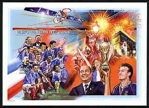 Mali 1998 Football imperf souvenir sheet (2,000f) unmounted mint, Mi BL128, stamps on football, stamps on sport