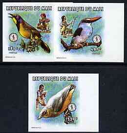 Mali 1997 Birds imperf set of 3 values unmounted mint, Mi 2023, 2029 & 2030, stamps on , stamps on  stamps on birds