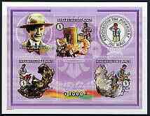 Mali 1997 Minerals imperf sheetlet containing set of 3 values (& Baden Powell Label) unmounted mint, Mi 2034, 2043 & 2044, stamps on , stamps on  stamps on minerals, stamps on  stamps on scouts