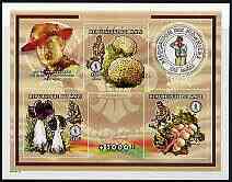 Mali 1997 Fungi imperf sheetlet containing set of 3 values (& Baden Powell Label) unmounted mint, Mi 2036, 2038 & 2045, stamps on , stamps on  stamps on fungi, stamps on  stamps on scouts
