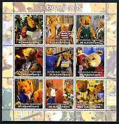 Mauritania 2003 Teddy Bears perf sheetlet containing set of 9 values unmounted mint, stamps on , stamps on  stamps on teddy bears, stamps on  stamps on toys