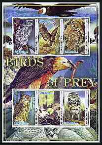 Afghanistan 2001 Birds of Prey #2 perf sheetlet containing set of 6 values unmounted mint, stamps on birds, stamps on birds of prey, stamps on owls