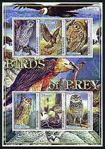 Afghanistan 2001 Birds of Prey #2 perf sheetlet containing set of 6 values unmounted mint, stamps on , stamps on  stamps on birds, stamps on  stamps on birds of prey, stamps on  stamps on owls