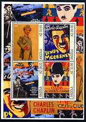 Angola 2002 Charlie Chaplin perf sheetlet containing set of 4 values unmounted mint , stamps on , stamps on  stamps on personalities, stamps on  stamps on films, stamps on  stamps on comedy, stamps on  stamps on cinema, stamps on  stamps on chaplin