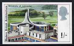 Great Britain 1971 British Architecture - hand-painted essay of University of Lancaster by Gordon Drummond for 1s value, approx twice stamp size, superb and colourful, stamps on , stamps on  stamps on buildings  education