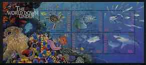 Australia 1995 Marine Life perf m/sheet unmounted mint, SG MS 1562, stamps on , stamps on  stamps on marine life, stamps on  stamps on turtles, stamps on  stamps on reptiles, stamps on  stamps on sharks, stamps on  stamps on fish, stamps on  stamps on coral, stamps on  stamps on octopus