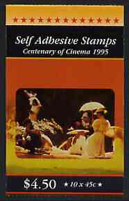 Australia 1995 Centenary of the Cinema $4.50 self-adhesive booklet, pristine SG SB90, stamps on cinema, stamps on films, stamps on self adhesive