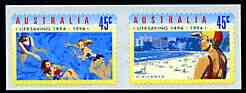 Australia 1994 Life Saving self-adhesive set of 2 unmounted mint, SG 1443-44, stamps on self adhesive, stamps on rescue, stamps on swimming, stamps on 