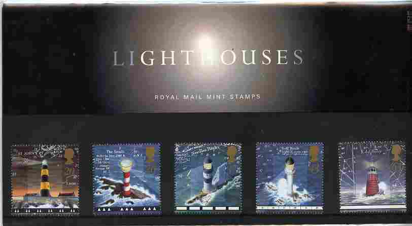 Great Britain 1998 Lighthouses set of 5 in official presentation pack, SG 2034-38, stamps on lighthouses