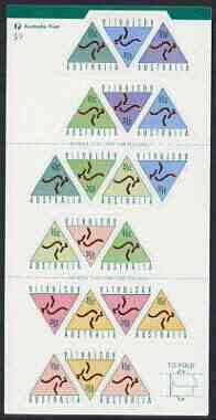 Australia 1994 self-adhesive Automatic Cash Machine Triangular stamps pane of 20, SG 1495ab, stamps on , stamps on  stamps on self adhesive, stamps on  stamps on animals, stamps on  stamps on kangaroos, stamps on  stamps on triangulars