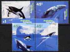 Australian Antarctic Territory 1994 Whales & Dolphins perf set of 4 unmounted mint, SG 108-11, stamps on whales, stamps on dolphins, stamps on marine life, stamps on polar