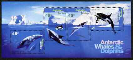 Australian Antarctic Territory 1994 Whales & Dolphins perf m/sheet unmounted mint, SG MS112, stamps on , stamps on  stamps on whales, stamps on  stamps on dolphins, stamps on  stamps on marine life, stamps on  stamps on polar