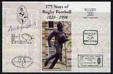 Postcard privately produced in 1998 (coloured) for the 175th Anniversary of Rugby, signed by Andy Blowers (New Zealand - 11 caps & Northampton) unused and pristine, stamps on rugby, stamps on sport